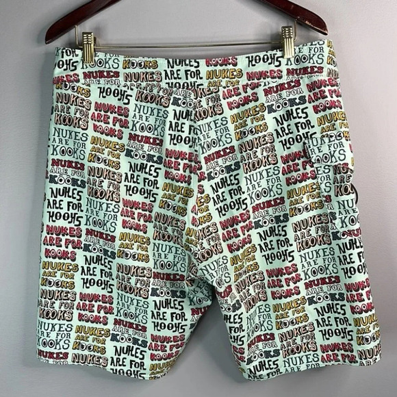 VOLCOM Hybrid Mens Green Graphic Print Board Shorts Cinch Fly Pocket Size 34 - Picture 7 of 11